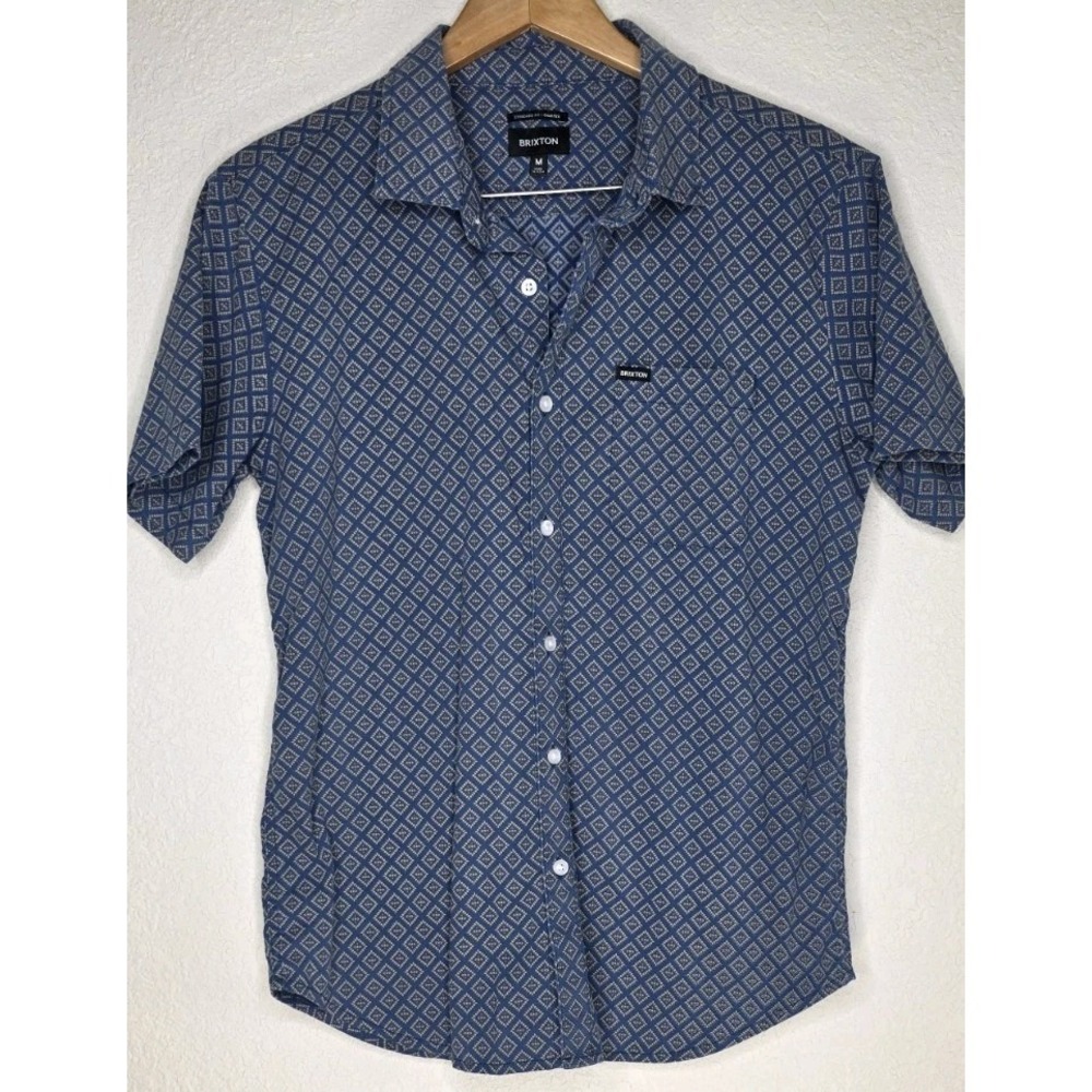 Brixton Button Up Shirt Men M Charter Standard Fit Retro Polo Tee S/S Beach Surf